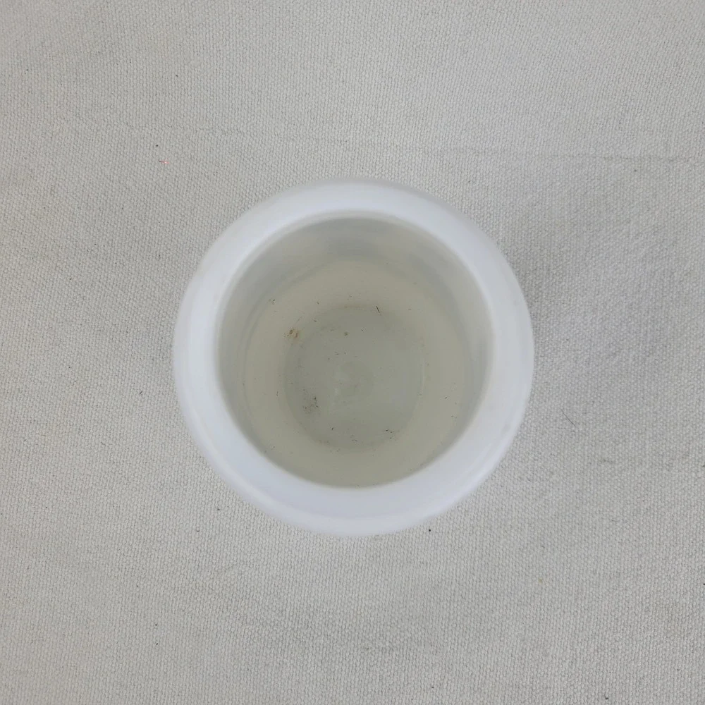 Vintage Blue White Milk‎ Glass Chinoiserie Vase Asian Scene Transferware 4.5